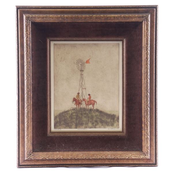 Mary Lehman Etching, "Conversation" 1971