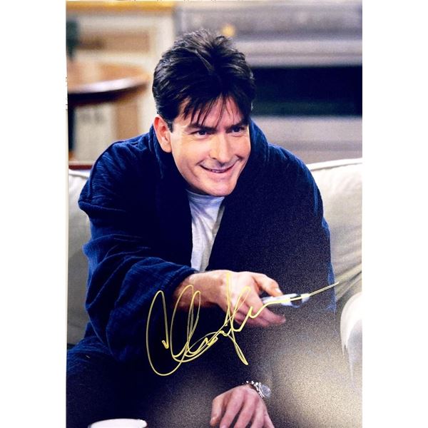 Two and a Half men Charlie Sheen facsimile signed photo