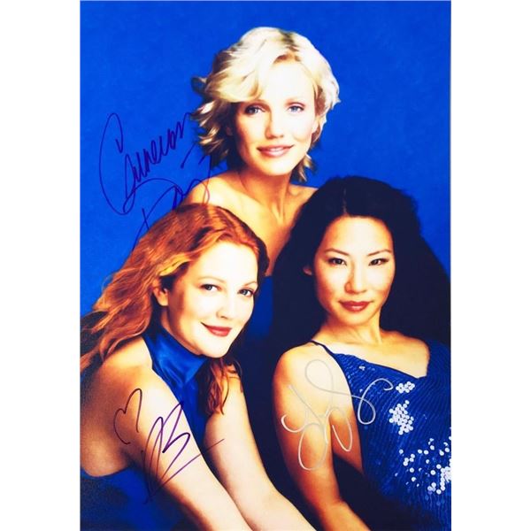 Charlie's Angels Drew Barrymore, Cameron Diaz and Lucy Liu facsimile signed movie photo