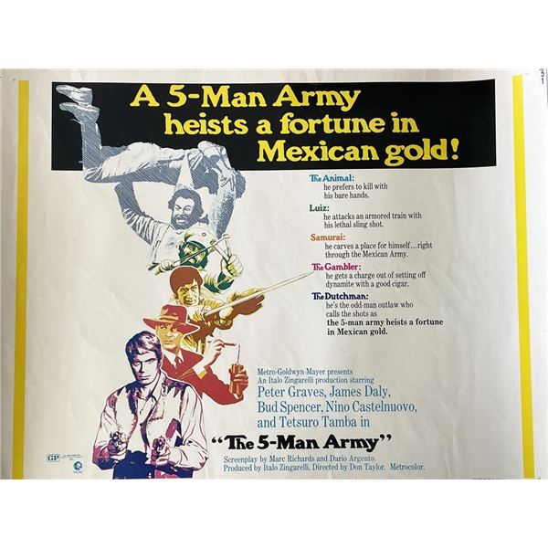 The Five Man Army 1969 1/2 sheet vintage movie poster