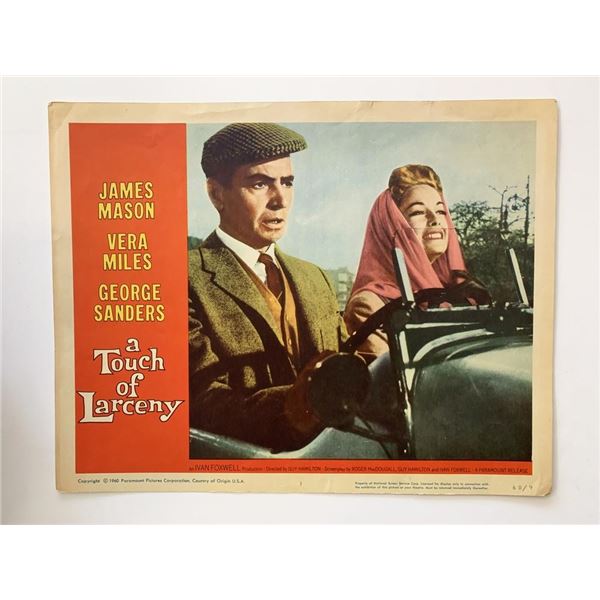 A Touch of Larceny original 1960 vintage lobby card