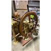 Image 3 : BRASS ANTIQUE HELMS STATION WITH WOODEN SHIPS WHEEL, A RARE FIND, HELM AND WHEEL TOGETHER