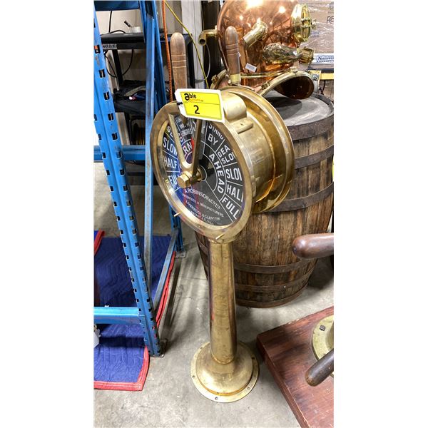 A.ROBINSON & CO.LTD ANTIQUE BRASS ENGINE ORDER TELEGRAPH WITH BELL
