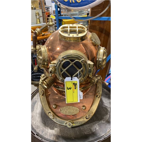 MORSE DIVING EQUIPMENT U.S NAVY MARK V COPPER-CRAFTED DIVING HELMET REPLICA