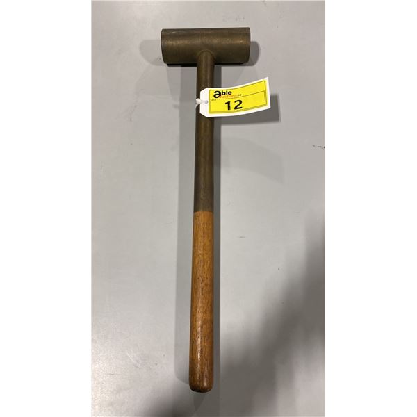 VINTAGE WOOD HANDLED BRASS HAMMER