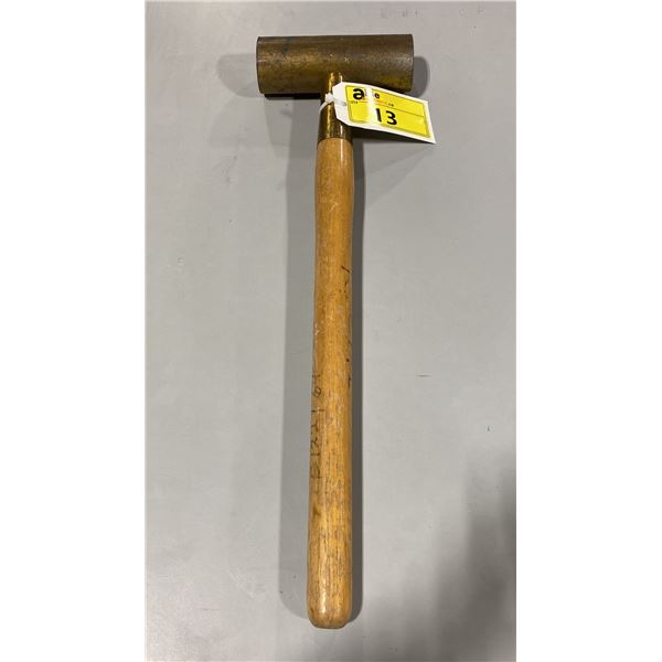 VINTAGE WOOD HANDLED BRASS HAMMER
