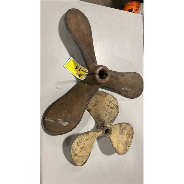 2 ANTIQUE 3 BLADE SHIP PROPELLERS
