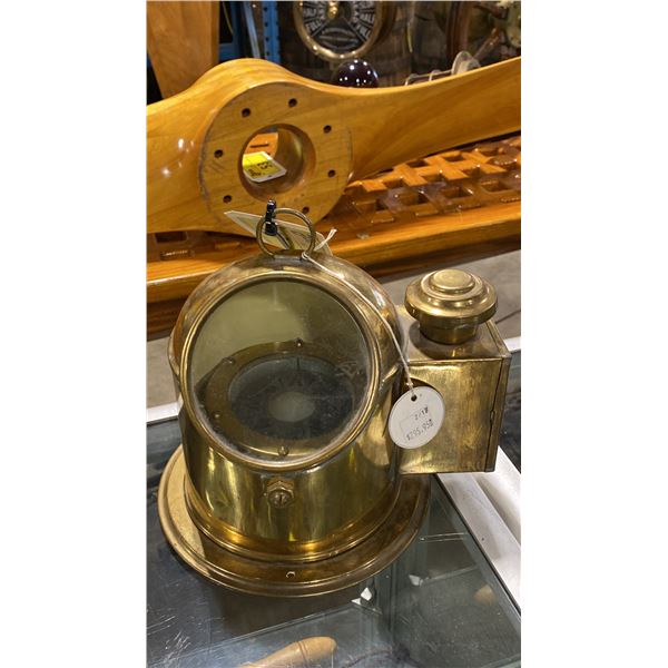 ANTIQUE BRASS BINNACLE GIMBALLED COMPASS