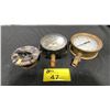 Image 1 : JAS.MORRISON BRASS MFG.CO.LTD 4" TWIN MARK XIX PRESSURE GAUGE, U.S GAUGE CO GAUGE & VINTAGE PERKO