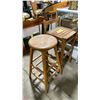 Image 1 : 2 ANTIQUE SOLID WOOD BAR HEIGHT STOOLS