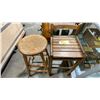 Image 2 : 2 ANTIQUE SOLID WOOD BAR HEIGHT STOOLS