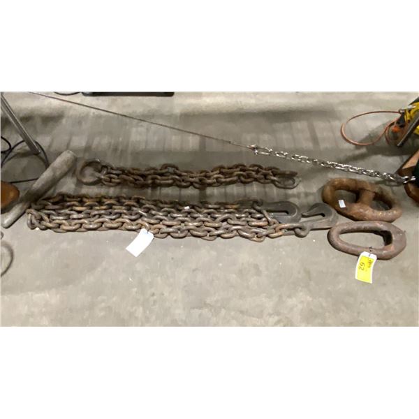 LARGE VINTAGE MARINE CHAINS, SWIVEL HOOKS & WEIGHTS