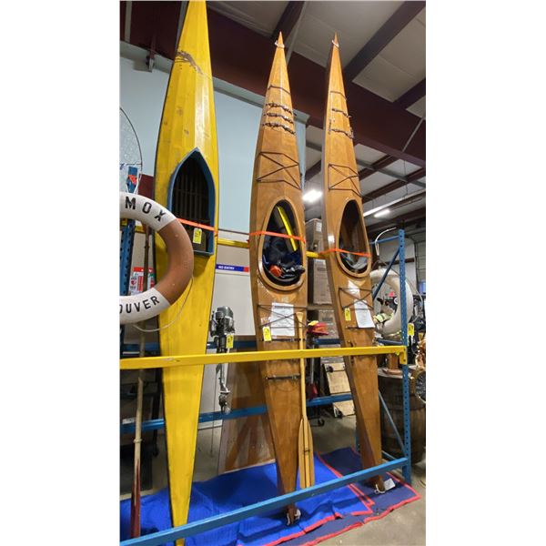 PIGMY 15.8' OSPREY WOODEN SEA KAYAK WITH KAYAK PADDLE & ASSORTED GEAR
