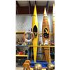 Image 1 : YELLOW/BLUE VINTAGE KAYAK APPROX 17'L WITH KAYAK PADDLE