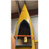 Image 3 : YELLOW/BLUE VINTAGE KAYAK APPROX 17'L WITH KAYAK PADDLE