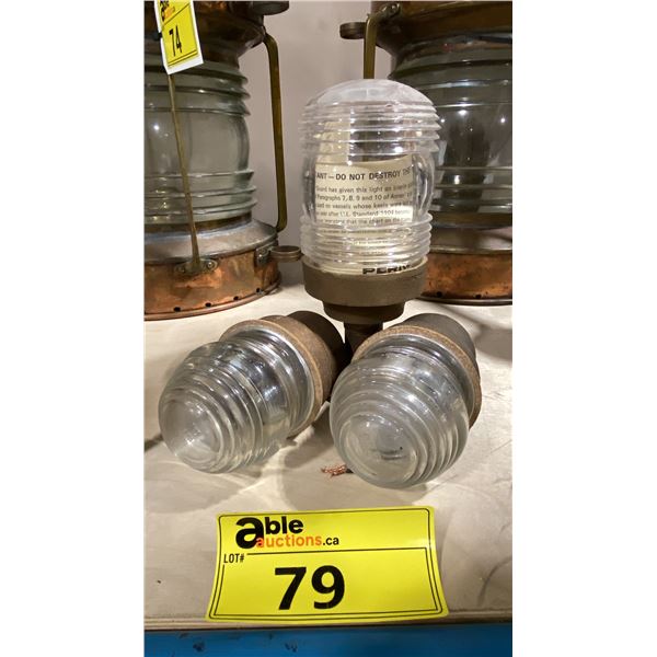 3 VINTAGE POST MOUNTED NAVIGATION LIGHTS