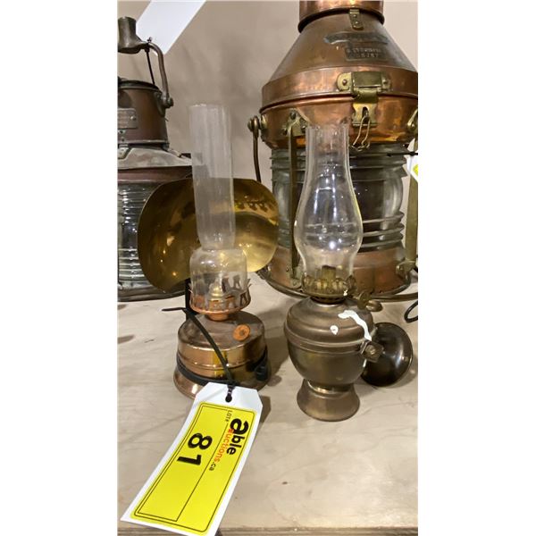 2 VINTAGE BRASS OIL LAMPS