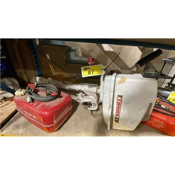 TOMOS-KOPER 5 206911 VINTAGE OUTBOARD MOTOR & VINTAGE GASOLINE CANISTER WITH HOSE