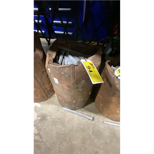 METAL BUCKET OF ASSORTED GALVANIZED DECK SPIKES