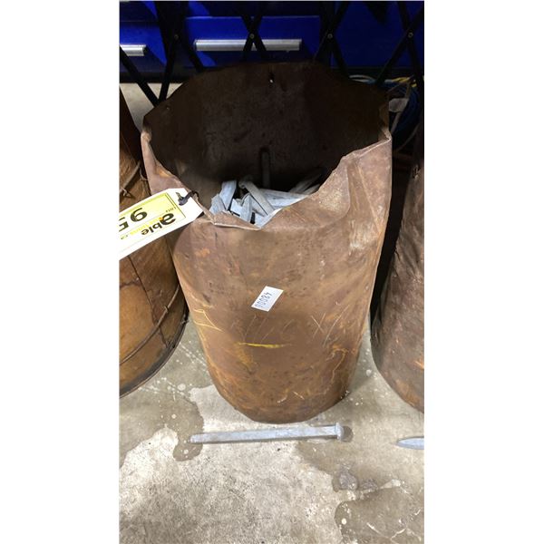 METAL BUCKET OF ASSORTED GALVANIZED DECK SPIKES