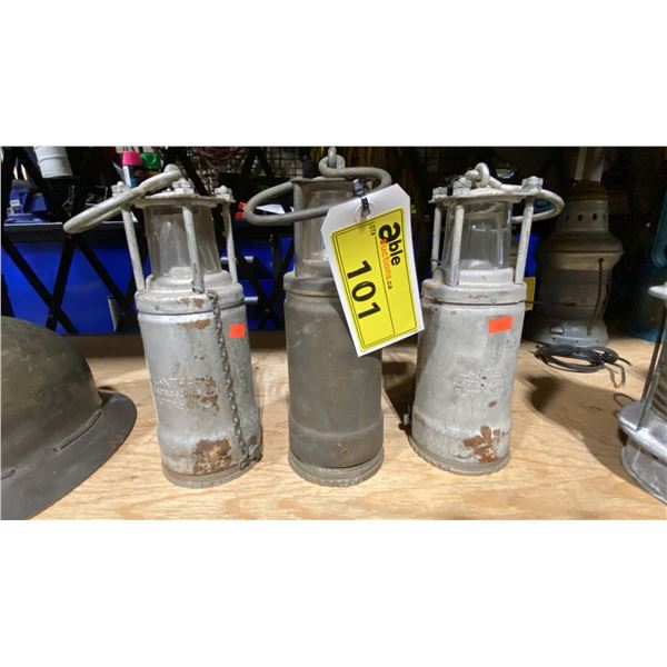 3 VINTAGE NAUTICAL PORTABLE ELECTRIC LANTERNS