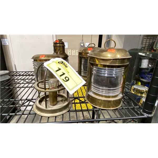 5 ASSORTED BRASS MARINE LAMPS