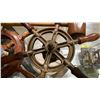 Image 3 : 2 SMALL VINTAGE DECORATIVE SHIP WHEELS & WOODEN MALLET, RARE MINT CONDITION STEERING WHEELS