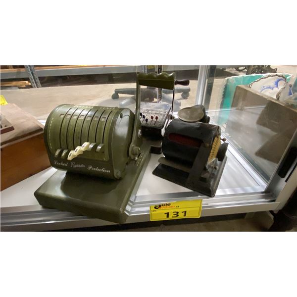 VINTAGE PAYMASTER X-550 CHECK WRITER, TODD CENTURY SEVEN PROTECTOGRAPH AND GW.TODD & COMPANY MODEL H