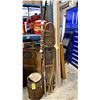 Image 1 : PAIR OF VINTAGE SNOWSHOES & ASSORTED FISHING RODS