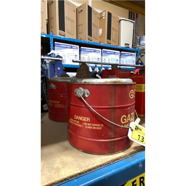 2 RED VINTAGE GSW METAL GASOLINE CANISTERS