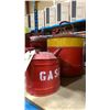 Image 3 : 2 RED VINTAGE METAL GASOLINE CANISTERS