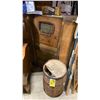 Image 1 : MINERVA VINTAGE CONSOLE RADIO & SMALL BARREL BUCKET OF ASSORTED GALVANIZED DECK SPIKES