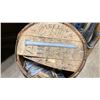 Image 3 : MINERVA VINTAGE CONSOLE RADIO & SMALL BARREL BUCKET OF ASSORTED GALVANIZED DECK SPIKES