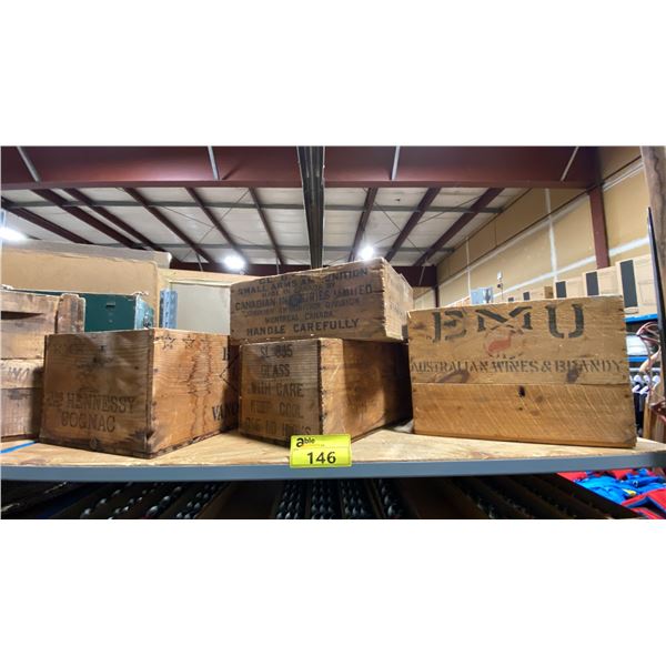 4 VINTAGE COLLECTABLE WOODEN CRATES
