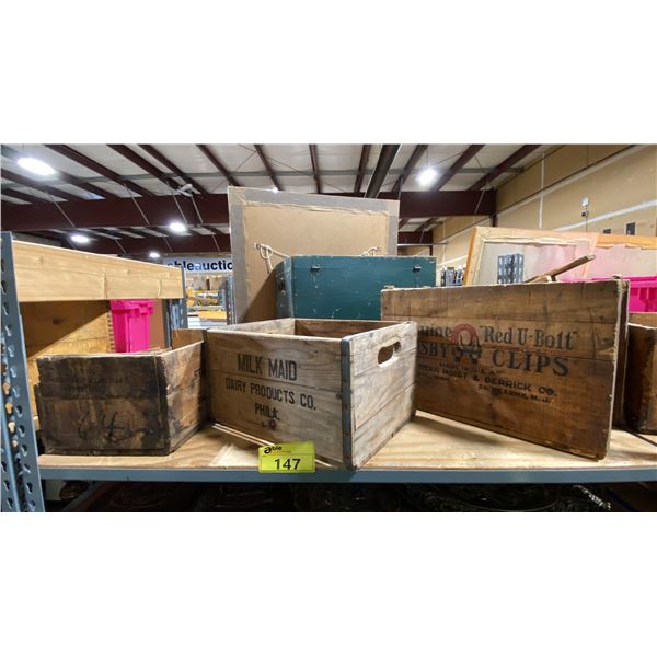 4 VINTAGE COLLECTABLE WOODEN CRATES