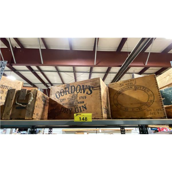 4 VINTAGE COLLECTABLE WOODEN CRATES