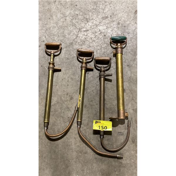 3 PERKO & 1 WC VINTAGE BRASS HAND OPERATED BILGE PUMPS