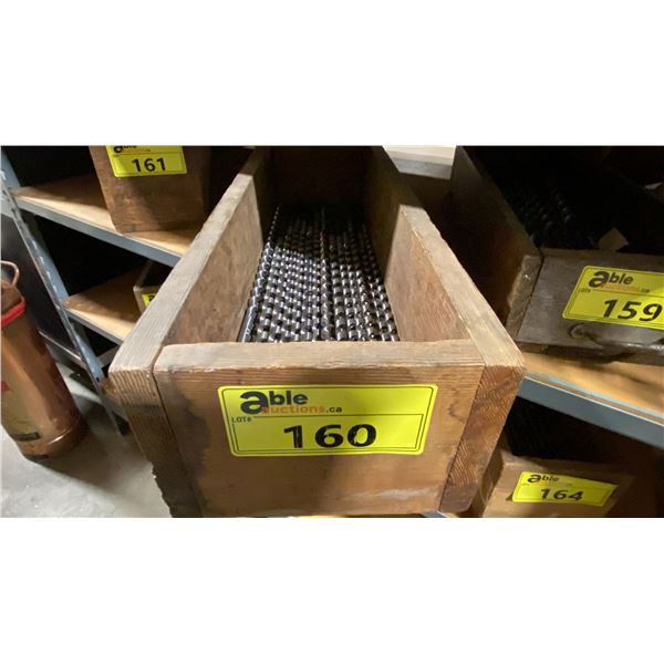 WOODEN BOX OF ASSORTED VINTAGE BRACE DRILL BITS