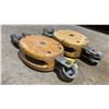 Image 2 : PAIR OF VINTAGE WOODEN SNATCH BLOCK PULLEYS *ONE DAMAGED*