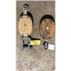 Image 1 : PAIR OF KEATINGS VINTAGE WOODEN SNATCH BLOCK PULLEYS