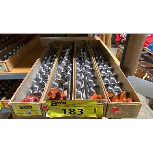 4 BOXES OF ASSORTED VINTAGE IRWIN BRACE SHANK DRILL BITS