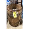 Image 1 : SMALL WOODEN BARREL OF VINTAGE CHROME PLATED FLAG POLE SOCKETS