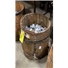 Image 3 : SMALL WOODEN BARREL OF VINTAGE CHROME PLATED FLAG POLE SOCKETS