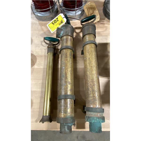 3 ANTIQUE BRASS NAUTICAL MANUAL BILGE PUMPS
