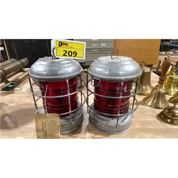 PAIR OF PERKO VINTAGE NAUTICAL PORTSIDE LANTERNS