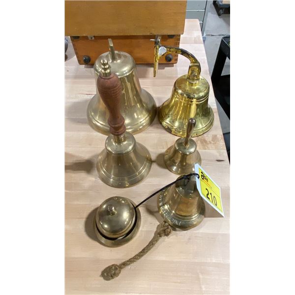 6 ASSORTED BRASS BELLS