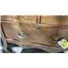 Image 2 : 2 PC ANTIQUE FURNITURE- DARK WOOD 4 DRAWER WRITING DESK 41"W & DARK WOOD 3 DRAWER CURVED FRONT