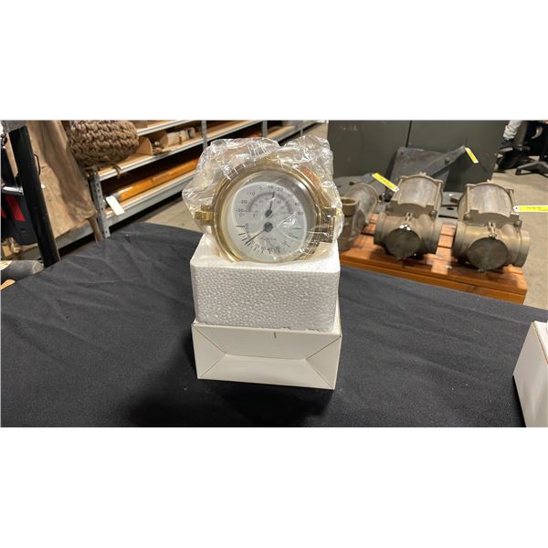 VICTORY #RM622LH SOLID BRASS PORTHOLE CASE 4" DIAL THERMOMETER AND HYGROMETER
