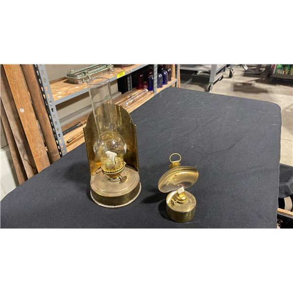 2 VINTAGE BRASS COLLECTABLE OIL LAMPS