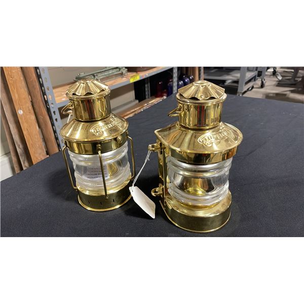 2 BRASS COLLECTABLE OIL LANTERNS - TOPLIGHT & ANKERLIGHT
